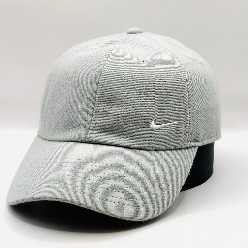 Nike Hat Cap Strap Back Mens S/L Gray Club Cap Swoosh Logo Dad Everyday